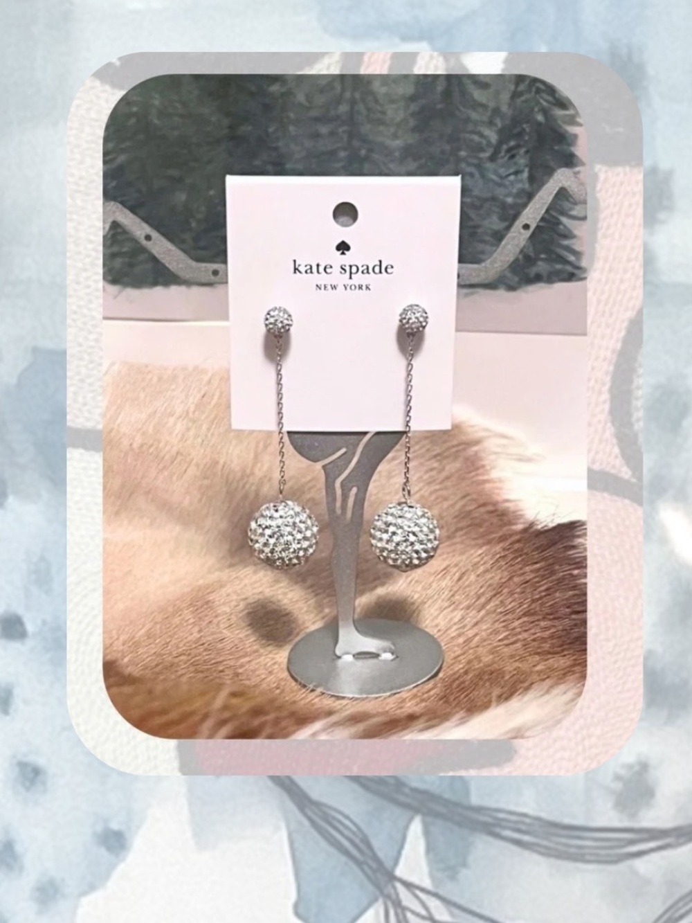 🏷️ kate spade ♠️• razzle dazzle linear dangling silver rhinestone earrings